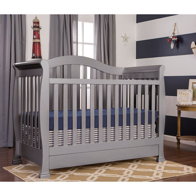Dream On Me Addison 5-in-1 Convertible Crib with Storage in Storm Gray