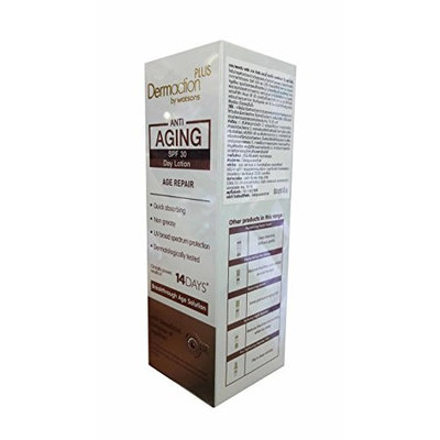 2 Packs of Dermaction Plus by Watsons Anti-Aging SPF 30 Day Lotion. Age Repair, Quick absorbing, Non greasy, UV broad spectrum protection, Dermatologically tested. (40 ml/ pack)