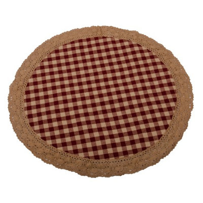 Home Collections Heritage House Lace Cotton Candle Mat Barn red