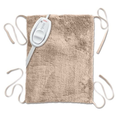 Sunbeam Ultra-Soft Moist / Dry Heating Pad with Straps, 3 Heat-Settings, 12'' X 15'', 9-Foot Power Cord, Machine Washable Cover, Beige