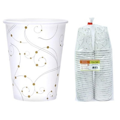Hanna K Signature 2184652 12 oz Swirls & Pearls Paper Hot-Cold Cup - Pack of 24 & 50 per Pack