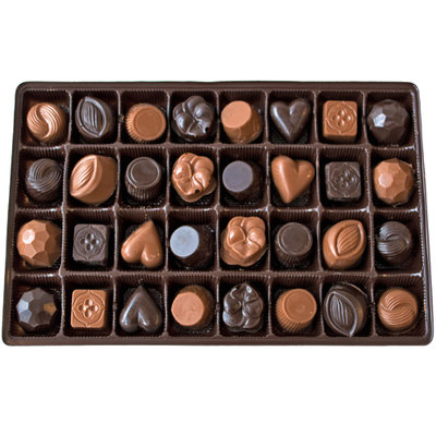 Lang's Chocolates Dark Chocolate Sampler Box 32 piece assorted dark chocolates