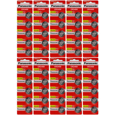 Panasonic CR2450 3 Volt Lihium Coin Cell Battery - 50 Batteries