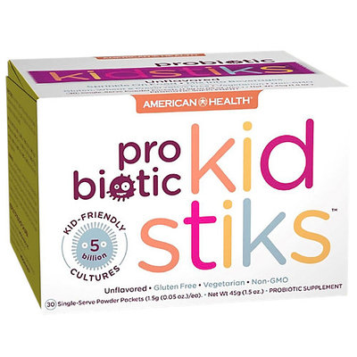 Probiotic Kidstiks 5 Billion Kid-Friendly Cultures American Health Products 30 Packets Box