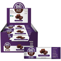 BHU Foods Fit Bar Vegan Organic Pea Protein, Chocolate + Brownie Batter, 12 Bars