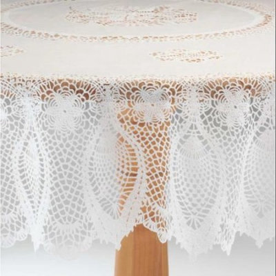 Miles Kimball White Vinyl Lace Tablecloth - 54