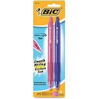 Bic Velocity Gel Retractable Pens - Medium Pen Point Type - 0.7mm Pen Point Size - Spherical Pen Point Style - Refillable - Assorted Water Based Ink - Tinted, Transparent - 6 / Pack (rlcap21ast)