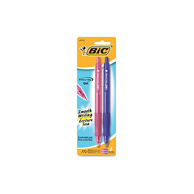 Bic Velocity Gel Retractable Pens - Medium Pen Point Type - 0.7mm Pen Point Size - Spherical Pen Point Style - Refillable - Assorted Water Based Ink - Tinted, Transparent - 6 / Pack (rlcap21ast)