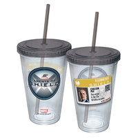 ICUP Marvel Agent Coulson Badge Cup with Straw, Clear