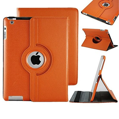 Clever 360 Angle view Ipad air (2013-14)/ Ipad 5 360 Rotating Magnetic PU Leather Case (Orange) Smart Cover Stand for Ipad air (2013-14)/ Ipad 5
