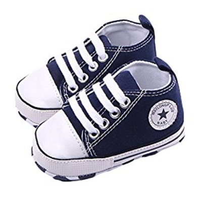 WAYLONGPLUS Infant Cute Canvas Sneaker Toddler Prewalker Anti-skid Soft Trainer Shoes (Blue, Size 13)