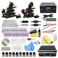 Wormhole Tattoo Complete Tattoo Kit 2 Tattoo Machine Dual Power Supply 30 Tattoo Needles 10 Color Inks with Tattoo Kit Case for Beginners and Artist (TK1000035)