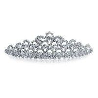 Rhinestone Crystal Crown Wedding Bridal Tiara Silver Plated