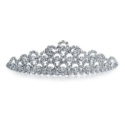 Rhinestone Crystal Crown Wedding Bridal Tiara Silver Plated