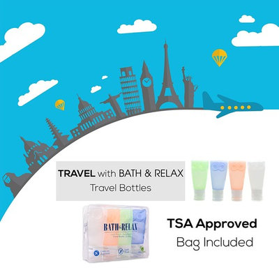 Travel Bottles Leak Proof Travel Toiletry Bottles set of 4 pack For All Liquid Toiletries Containers with TSA Approved Bag Travel Size toiletries Silicone