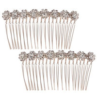 Frcolor 8-Flower Hairpin Combs Crystal Rhinestone Bridal Hair Pins Hair Clips Women Wedding Headpiece for Bride Bridesmaids