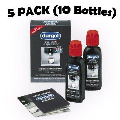 Durgol Swiss Espresso Decalcifier for Espresso and Coffee Machines 5 Pack (10 Bottles), 4.2 oz each bottle