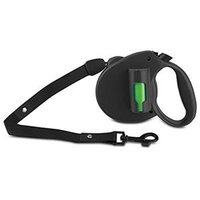 Ec Solutions Paw Bio Retractable Leash With Green Pick-Up Bags, Black