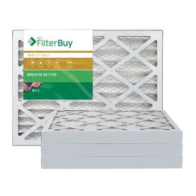 AFB Gold MERV 11 15x25x2 Pleated AC Furnace Air Filter. Filters. 100% produced in the USA. (Pack of 4)