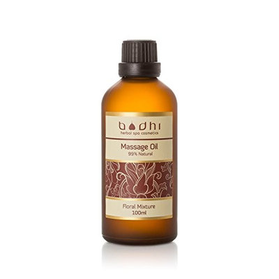Bodhi Cosmetics Floral Therapy Massage Oil - Infused Wth A Unique Combination of Coconut, Rice Bran, and Palm Kernel Oils, 3.4 Fl Oz