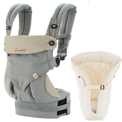 Ergobaby Bundle - 2 Items: Grey Four Position 360 Baby Carrier and Natural He...