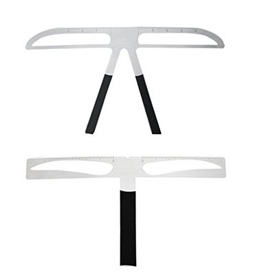 Fityle Pack of 2 Metal T-Shaped Straight Eyebrows Stencil Caliper Positioning Makeup Permanent Eyebrow Balance Ruler