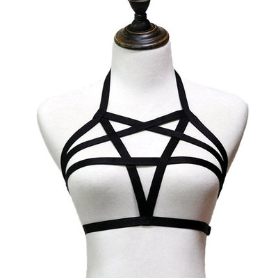 Sexy Women Harness Bra Gothic Pentagram Belt Bra