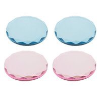 kesoto 4 Pieces Professional Crystal Glass Adhesive Glue Pallet Holder Tray For Eyelash Extension Set Makeup Tool Elegant Reusable Round Pink Blue