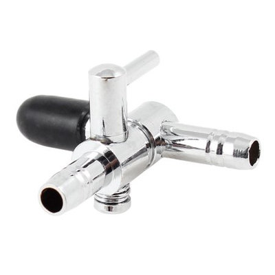 Water Air Flow Control 2 Way Outlet Lever Pump Valve Silver Tone for Aquarium