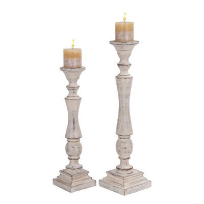 Uma Wood Candle Hldr S/2 23, 19h