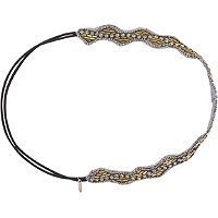 Pink Pewter Gold Swirl Head Wrap