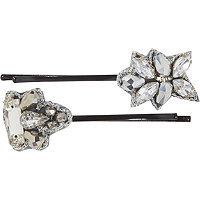 Pink Pewter Silver Set Bobby Pin