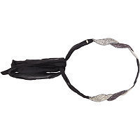 Pink Pewter Silver Ribbon Head Wrap