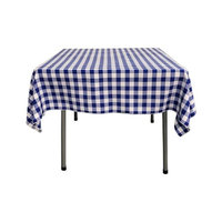 LA Linen TCcheck52x52-RoyalK50 Polyester Gingham Checkered Square Tablecloth, White & Royal Blue - 52 x 52 in.