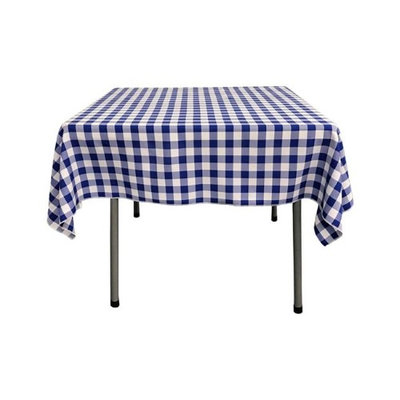 LA Linen TCcheck52x52-RoyalK50 Polyester Gingham Checkered Square Tablecloth, White & Royal Blue - 52 x 52 in.