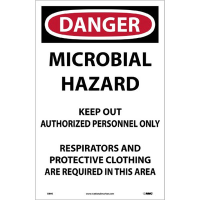 National Marker DANGER, MICROBIAL HAZARD. . , 17X11, PAPER, 100/PK (200 Pack)