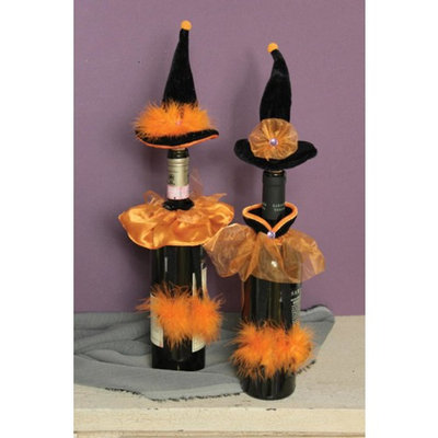 Pack of 12 Orange and Black Witches Hat Halloween Wine Bottle Stopper 6.5