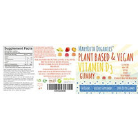 VEGAN VITAMIN D3 Gummies (Plant-Based) by MaryRuth's - Made from Lichen! Non-GMO, Paleo Friendly, VEGAN, Gluten Free, for Men, Women & Children! 1000 IUs Vitamin D3 (60 Count 1-2 Month Supply)