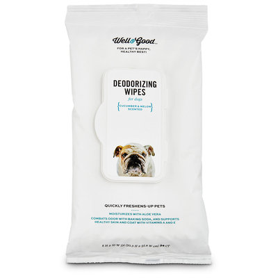 Well & Good Cucumber Melon Deodorizing Dog Wipes, Pack of 24 wipes