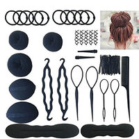 Hair Accessories Hair Styling Set Kit For Women Topsy Tail Hair Tools Haircut Clamp Women Girls Hair Bun Clip Maker Pads Hairpins Roller Braid Twist Sponge Hair Accessories for Hair Styles
