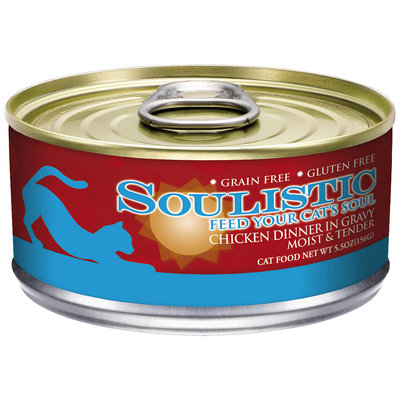Soulistic Moist & Tender Chicken Dinner Adult Canned Cat Food in Gravy, 5.5 oz, Case of 8