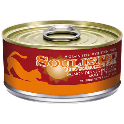 Soulistic Moist & Tender Salmon Dinner Adult Canned Cat Food in Gravy, 5.5 oz, Case of 8
