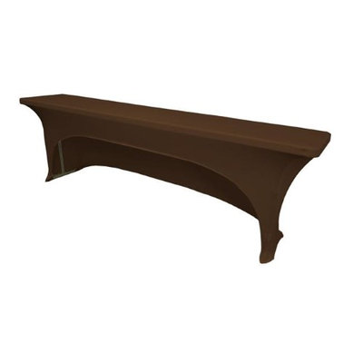 LA Linen TCSpandex-OB96x18x30-BrownX22 Open Back Spandex Tablecloth for Classroom Tables Brown - 96 x 18 x 30 in.