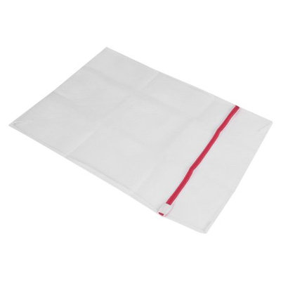 Household 50 x 70cm Zip Fastener Clothes Meshy Washing Bag White Red