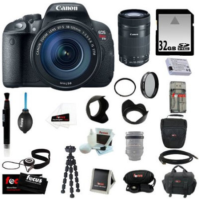 Canon EOS Rebel T5i with EF-S 18-135mm IS STM Lens Kit & Canon EF-S 55-250mm f/4-5.6 IS STM Lens plus 32GB Deluxe Accessory Kit