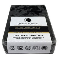 Black African Soap, Handmade in the USA, 100% Organic, For All Skin Types, Face & Body, Men, Women & Teens, Clears Skin While Moisturizing by Lauren Marier (Black African Soap, 1 Count)