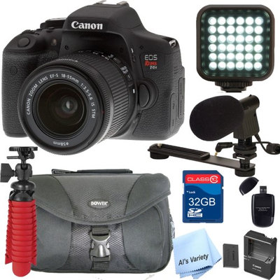 Als Variety Canon EOS Rebel T6i DSLR Video Kit with 18-55mm Lens, Video Shot Gun Mic, Video Rechargeable LED Light and 32GB SD Card Class 10 And Much More