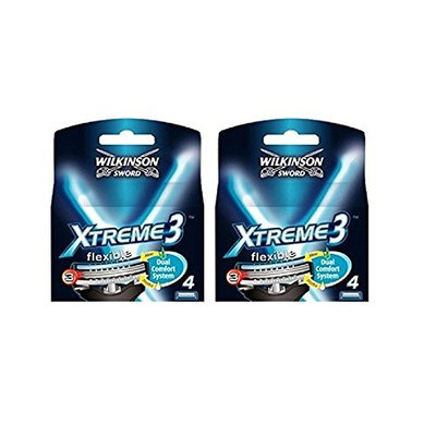 Wilkinson Sword Xtreme3, 4 Count Refill Razor Blades (Pack of 2) + FREE Scunci Black Roller Pins, 18 Pcs