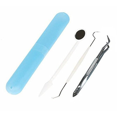 1Set(3PCS) Professional Stainless Steel Dental Instrument Mirror Tweezers Needle Teeth Cleaning Tool Metal Toothpick Bend Curved Blemish Extractor Teeth Hooks Remove Blackheads With Box
