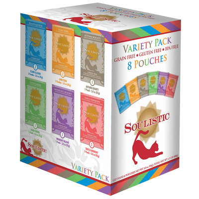 Soulistic Variety Pack Adult Cat Food Pouches, 3 oz, Case of 8